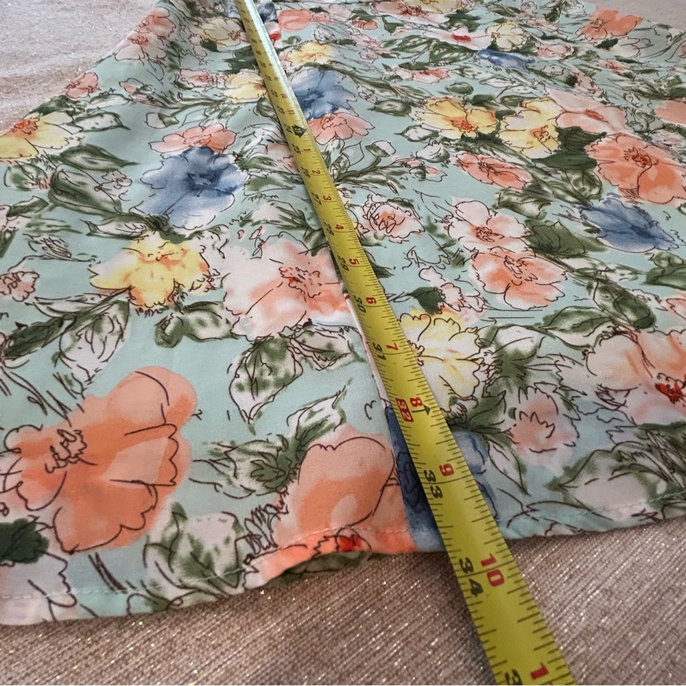 Floral Mini Dress Fit & Flare Sweet Feminine Sleeveless V Back Garden Print M - Picture 9 of 11